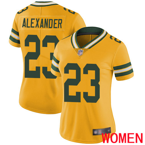 Green Bay Packers Limited Gold Women #23 Alexander Jaire Jersey Nike NFL Rush Vapor Untouchable